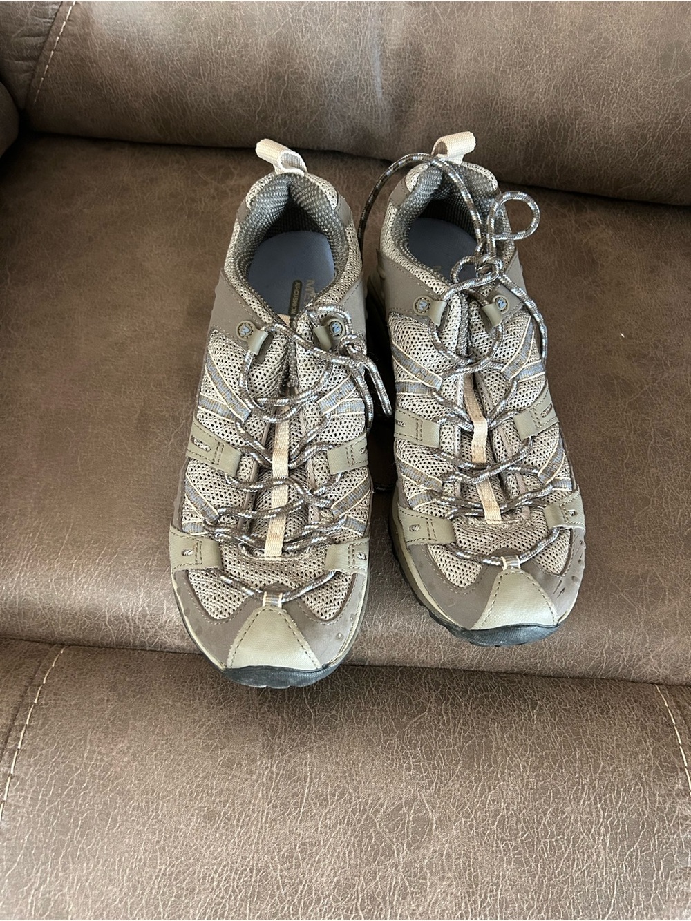 Merrell  Women's Neutral Taupe Outdoor Lace-Up Sneakers 8.5